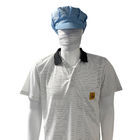 ईएसडी टी-शर्ट सफेद 7 एमएम पट्टी 99% पॉलिएस्टर + 1% प्रवाहकीय रेशम बुनाई एंटी स्टेटिक पोलो शर्ट