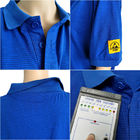 लघु आस्तीन 4% प्रवाहकीय फाइबर ESD सुरक्षित वस्त्र पोलो शर्ट Antistatic