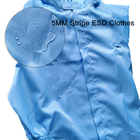 5 मिमी कार्बन स्ट्राइप के साथ द्रव विकर्षक स्थैतिक नियंत्रण स्वच्छ कक्ष ESD पॉलिएस्टर कपड़ा