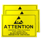 EPA के लिए स्थैतिक नियंत्रण क्षेत्र ESD साइन आकार 20x30cm पीला आयत पर ध्यान दें
