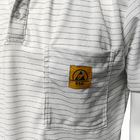 ईएसडी टी-शर्ट सफेद 7 एमएम पट्टी 99% पॉलिएस्टर + 1% प्रवाहकीय रेशम बुनाई एंटी स्टेटिक पोलो शर्ट