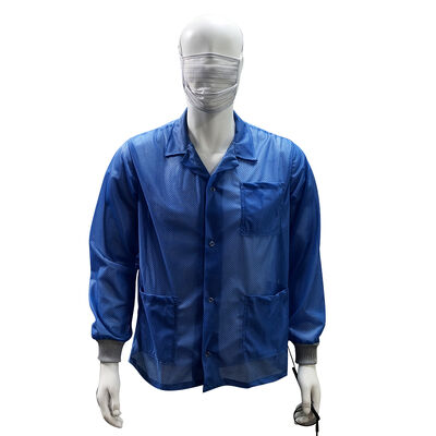 ESD Anti Static 96% Polyester+4% Carbon Fiber Diamond Grid Lab Coat